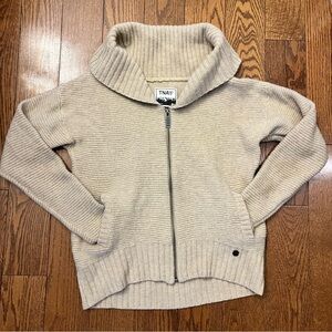 Aritzia TNA Beige Cream Wool Long Sleeve Full Zip Cardigan Knit Sweater …